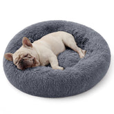 Bedsure Calming Donut Cat Bed, top view, plush comfort for cozy naps.