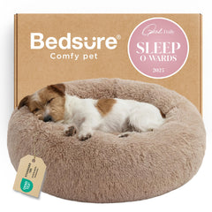 Bedsure calming dog bed donut camel for curled-up comfort