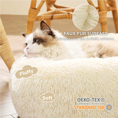 Bedsure cat bed with anti-slip base keeps round bed secure on floors.