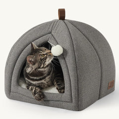 Bedsure cat bed indoor cave gray offers a cozy hideaway for kittens.