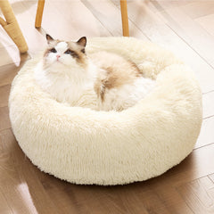 Bedsure cat bed with raised rim supports head and neck for relaxed lounging.