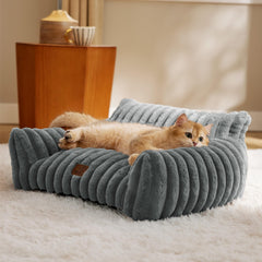 Bedsure ComfyFleece Cat Couch front view shows cozy naps for pets.