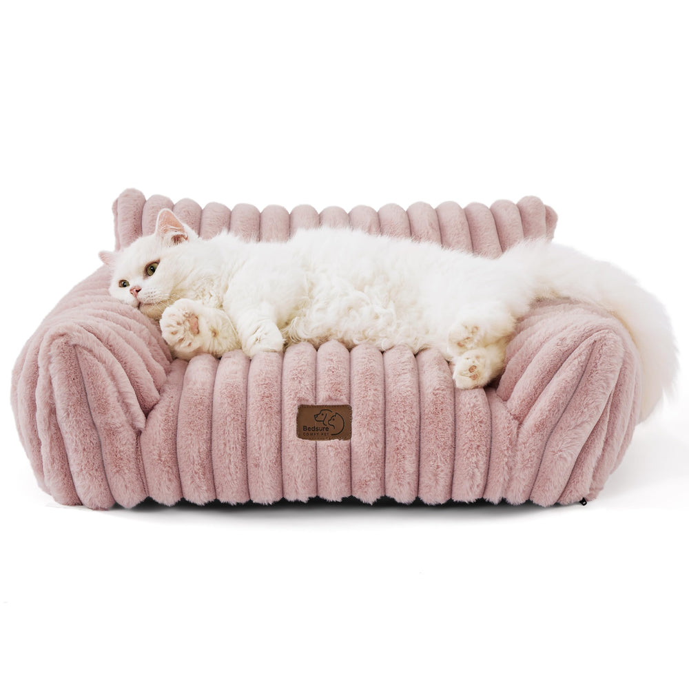 Bedsure ComfyFleece cat couch front view offers cozy, supportive naps for pets.