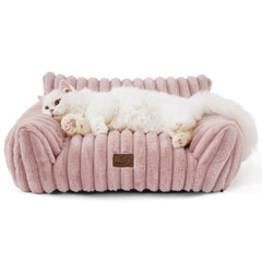 Bedsure ComfyFleece cat couch front view offers cozy, supportive naps for pets.