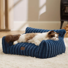 Bedsure ComfyFleece cat couch side view shows plush fur for cozy naps