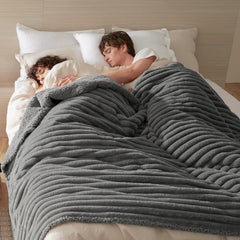 Bedsure ComfyFleece corduroy side and sherpa side for cozy lounging