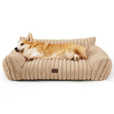 Bedsure ComfyFleece dog couch front view showing plush faux fur warmth.