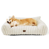Bedsure ComfyFleece dog couch side view shows supportive design for medium dogs