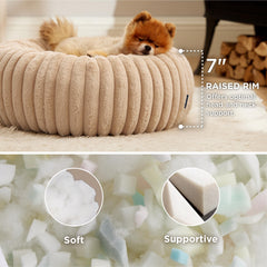 Bedsure donut bed showing corduroy fleece texture for warm lounging.