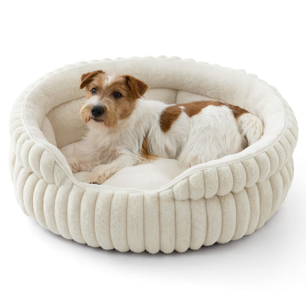 Bedsure ComfyFleece dog bed front view showing plush comfort