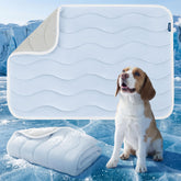 Bedsure cooling mat for large dogs with instant cooling on contact in blue.