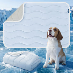 Bedsure cooling mat for large dogs with instant cooling on contact in blue.