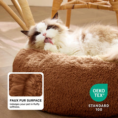 Bedsure copper round cat bed non-slip base keeps it steady