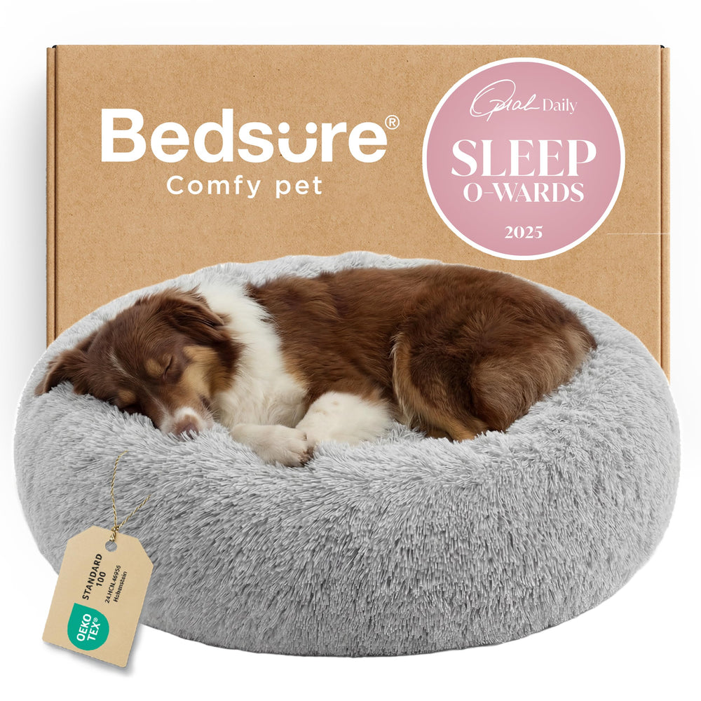 Bedsure donut round dog bed 36in for curling up in plush comfort