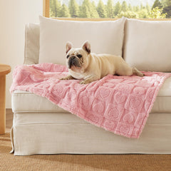 Bedsure pink dog blanket 30x40 folded, compact storage and travel-ready.