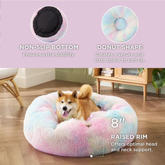 Bedsure Calming Donut Bed features soft faux fur for luxurious cuddling.