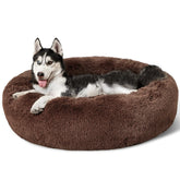 Bedsure donut dog bed coffee color, 36-inch round for large dogs' comfort