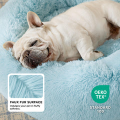 Bedsure donut dog bed plush fur closeup shows soft comfort