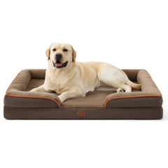 Bedsure Jumbo Orthopedic Dog Bed foam close-up shows supportive egg-crate foam for joint comfort.