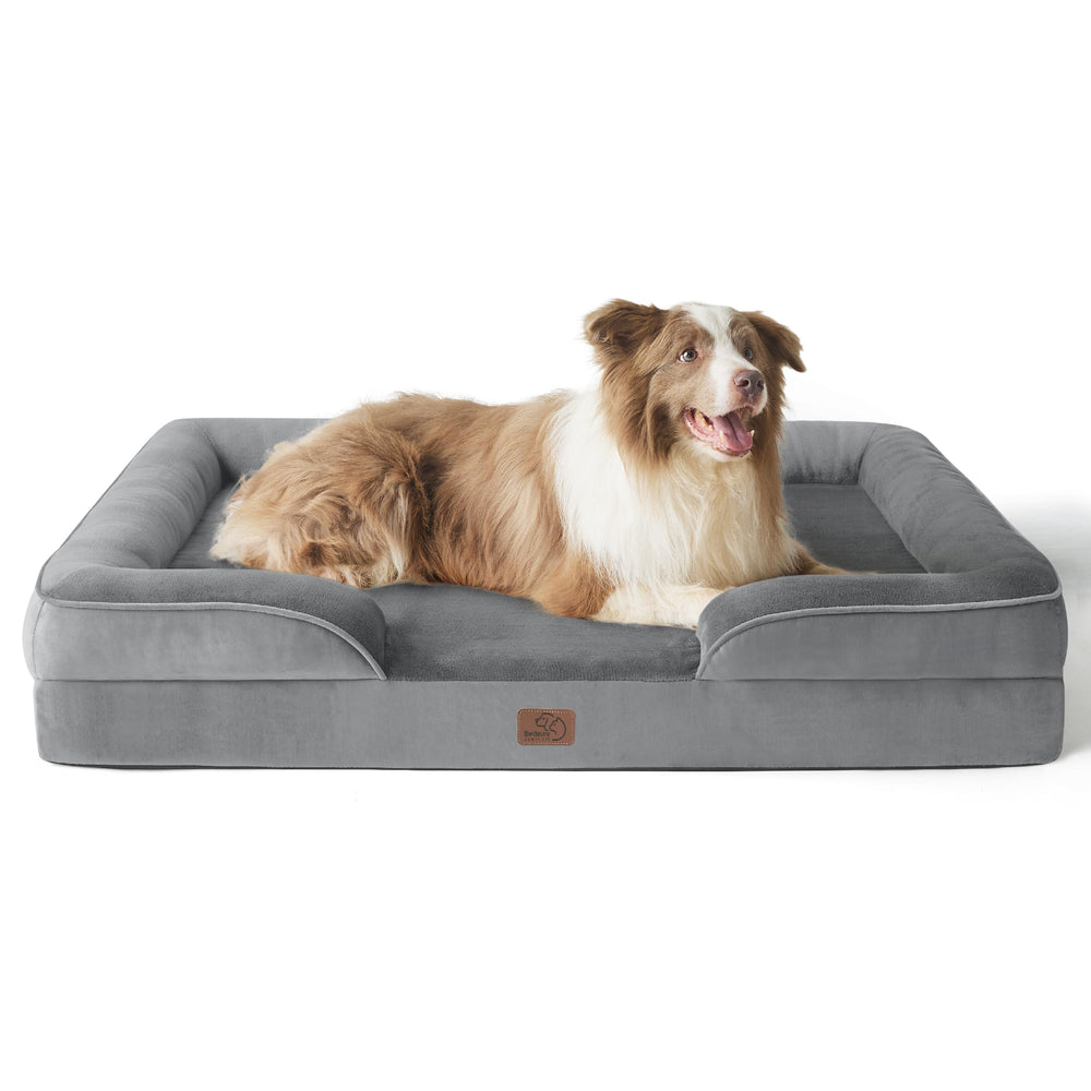 Bedsure L Plus orthopedic bed overview in gray, 38 inches, for spacious comfort.