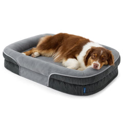 Bedsure L Plus orthopedic dog bed with 360° oval bolster for large dogs