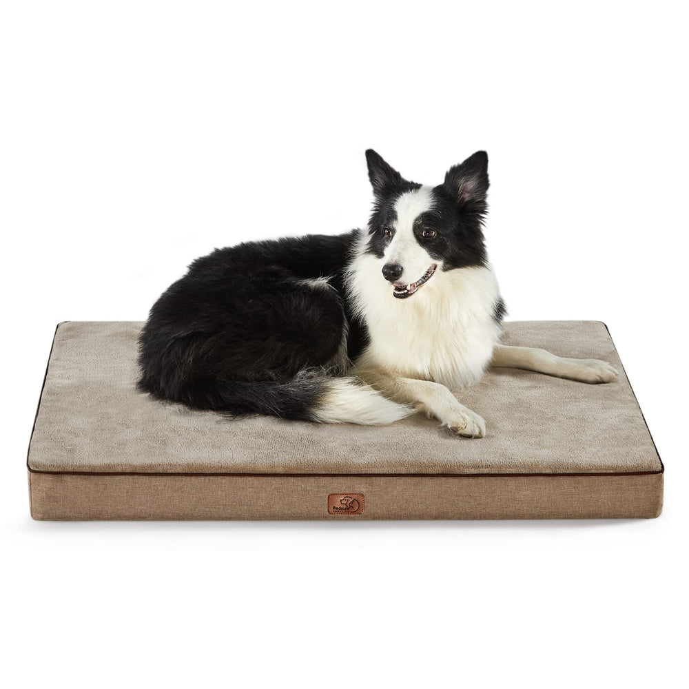 Bedsure memory foam dog bed large orthopedic with plush top for joint support and crate comfort.