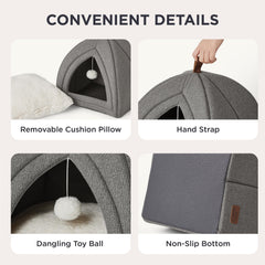 Bedsure non-slip bottom cat bed gray stays put on tile or wood floors.