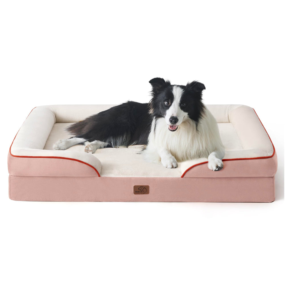 Bedsure orthopedic dog bed 35-inch pink offers steady support and comfort