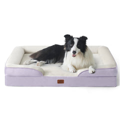 Bedsure orthopedic dog bed lavender 35-inch front view shows roomy sleeping space.