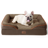 Bedsure orthopedic dog bed medium front view with bolster for secure lounging