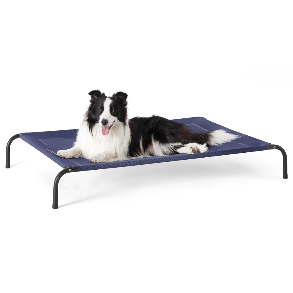 Bedsure Outdoor Elevated Dog Bed front view highlights cooling mesh for all-season comfort