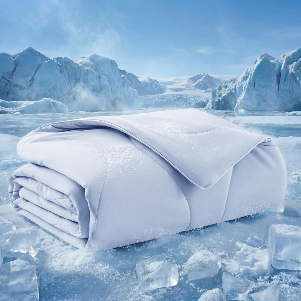 Bedsure premium cooling blanket on a medium dog for cooling comfort