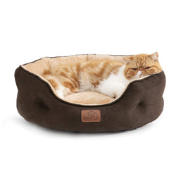 Bedsure round dog bed in brown with slip-resistant bottom for secure lounging