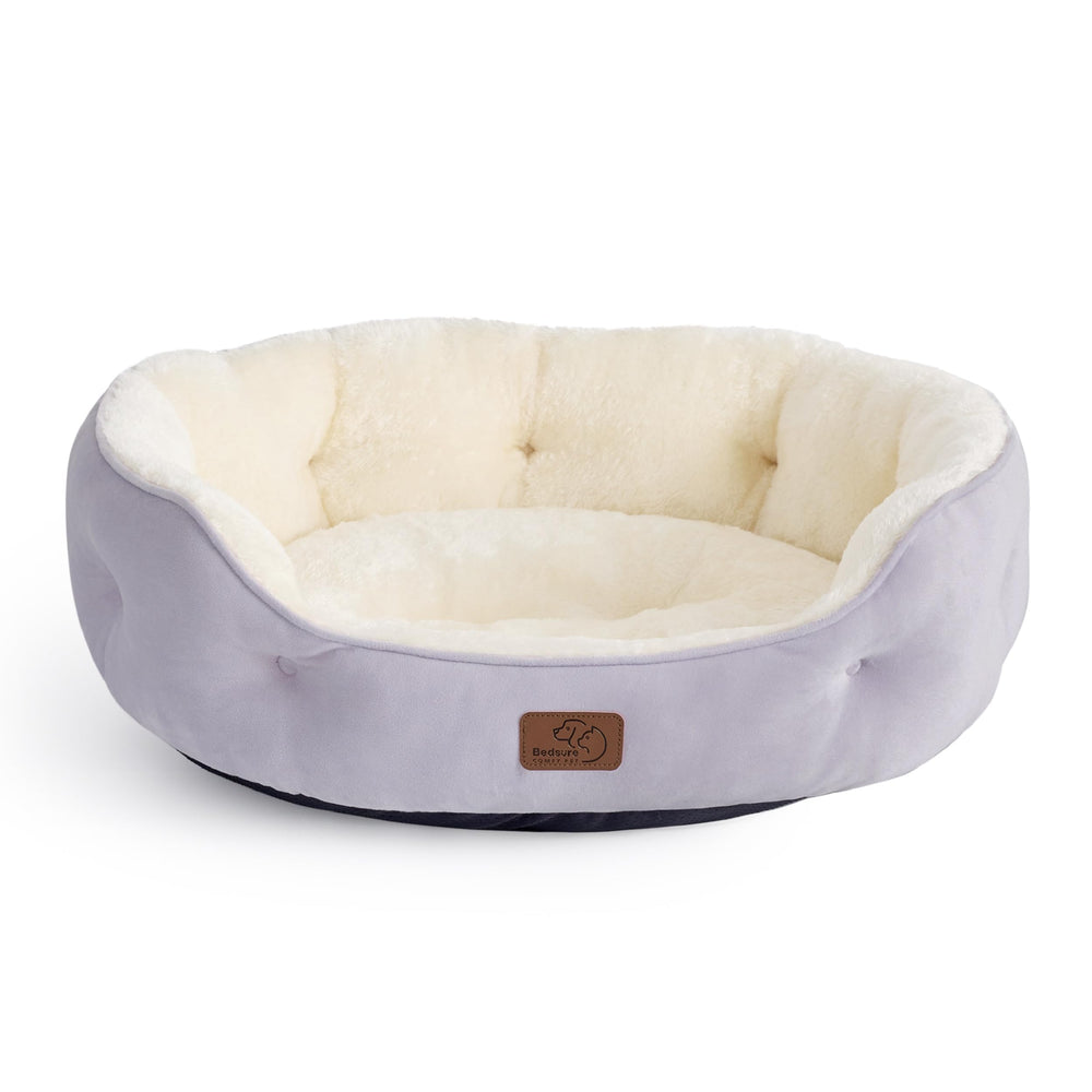 Bedsure round dog bed with plush sherpa offers cozy naps for small pets