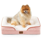 Bedsure small orthopedic dog bed with pink cover provides cozy comfort and washable convenience.