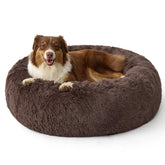Bedsure SupportMax donut bed close-up showing plush faux fur for cozy, secure lounging.