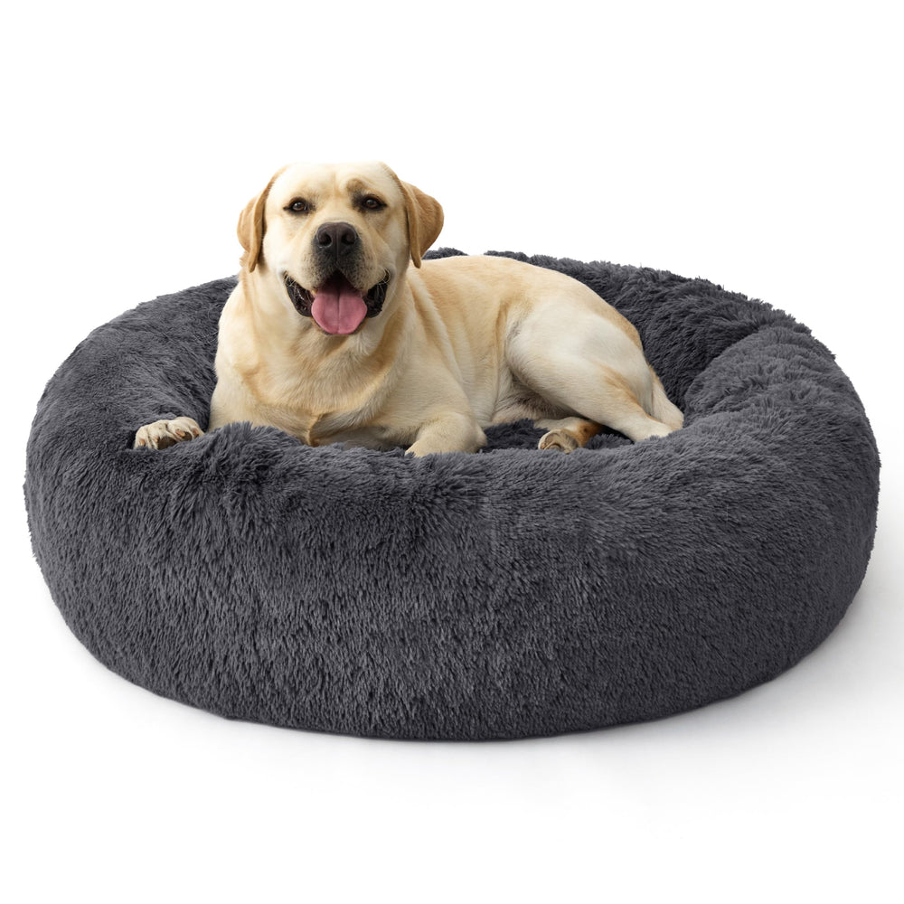 Bedsure SupportMax donut bed in cream offers plush comfort for large dogs
