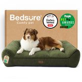 Bedsure SupportMax orthopedic bed front view in green, ideal for joint support in large dogs.
