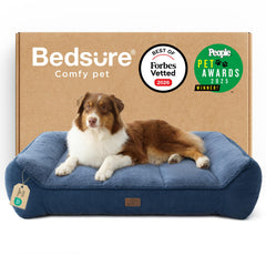Bedsure SupportMax orthopedic dog bed left-side view with thick foam for joint support