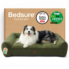 Bedsure SupportMax XL orthopedic dog bed cover close-up showing plush fabric, durable construction, and easy-care design