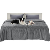 Bedsure waterproof bed cover on sofa protects from spills and mess.