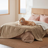Bedsure waterproof blanket on camel bed protects against spills