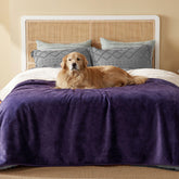 Bedsure Waterproof Blanket on bed with Sherpa side for warm, cozy protection