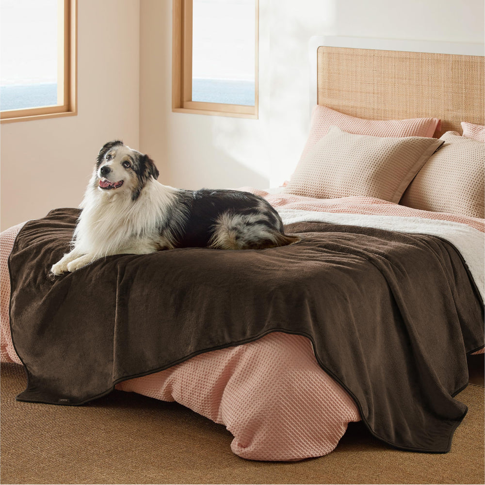 Bedsure blanket - sherpa-inside for warmth and pet comfort.