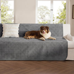Bedsure waterproof couch cover on a sofa protects against spills.