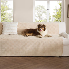 Bedsure waterproof couch cover for dogs protects sofa from spills and accidents.