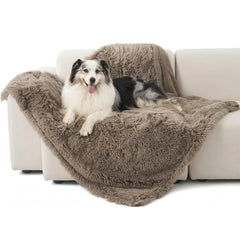 Bedsure waterproof dog blanket closeup showcases durable brown fabric for long-lasting protection.
