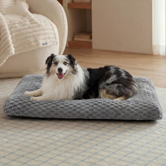 Bedsure XL dog bed with soft bubble fleece for crate comfort.