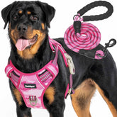 Beebiepet heavy-duty tactical harness pink camo front view for robust control during walks