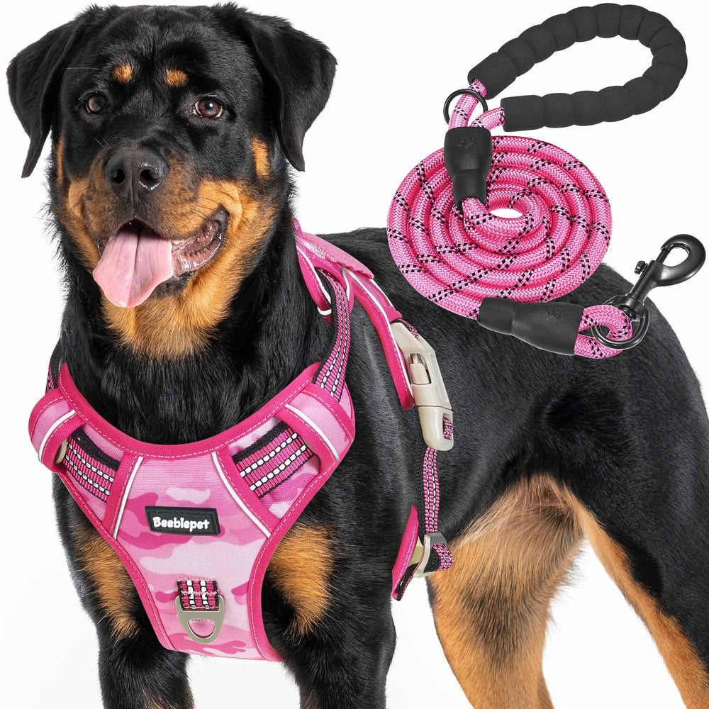 Beebiepet heavy-duty harness front view for powerful dogs, ideal for rugged training.